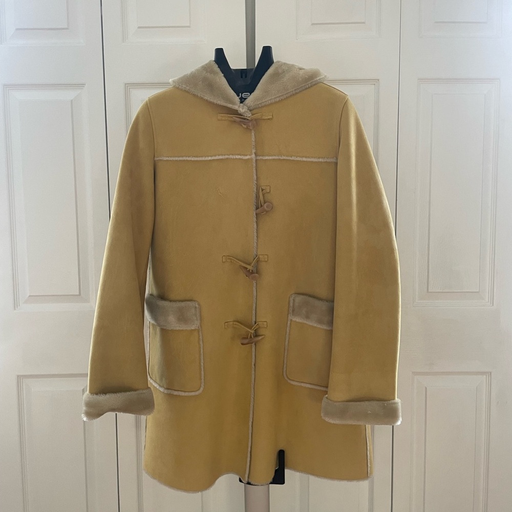 Women's Tan Trench Coat with Cream Accents
